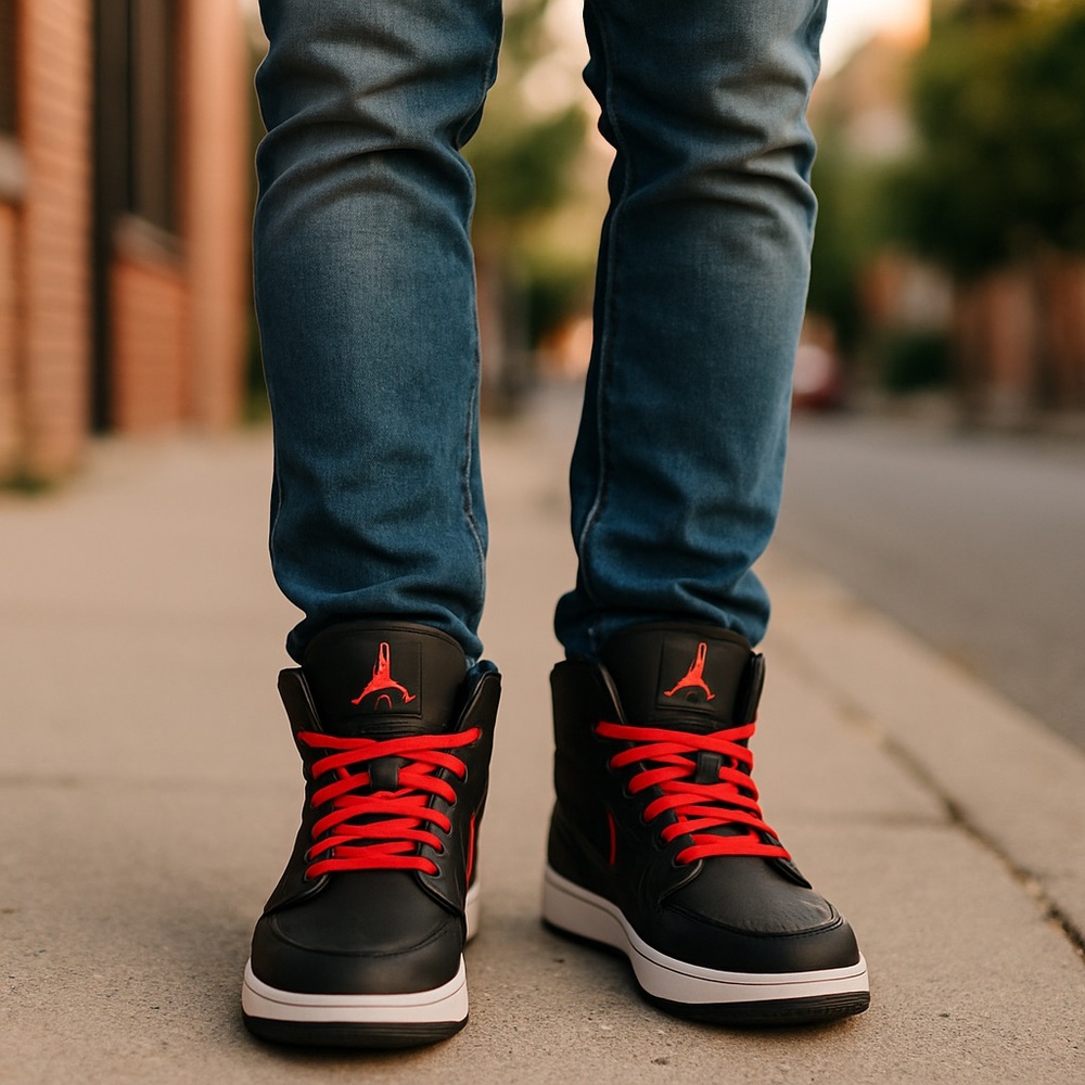 Black and Red High-Top Sneakers